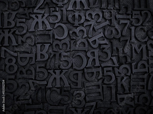 dark background with letters and numbers