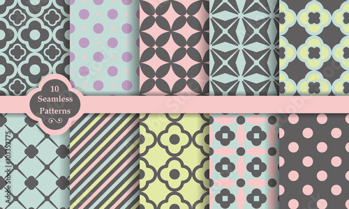Set of ten seamless patterns - wrapping paper designs