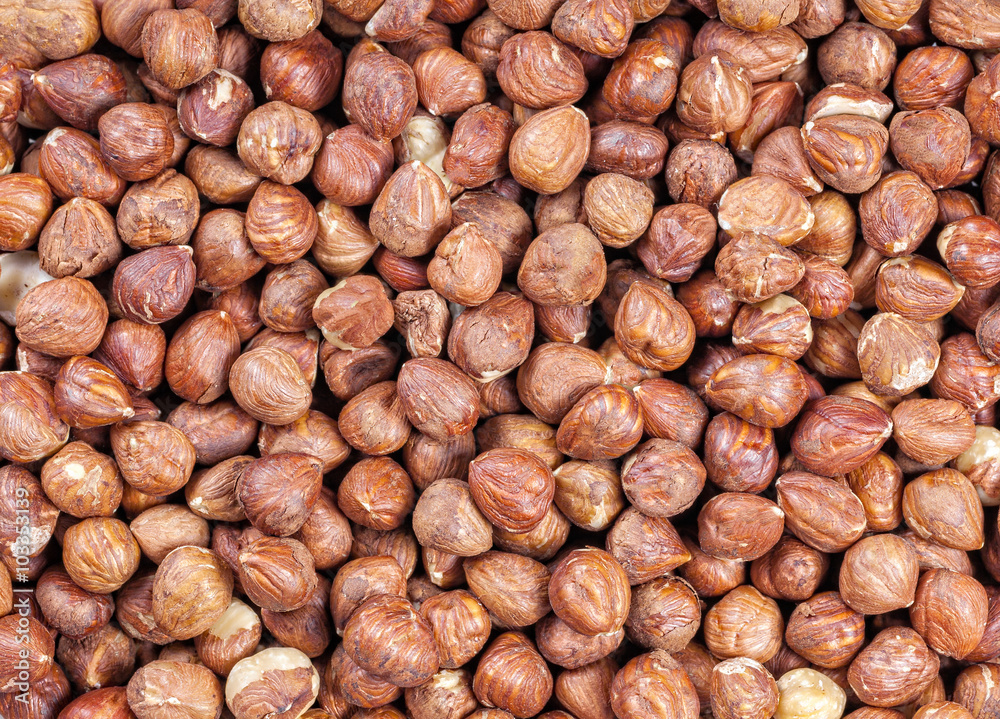 Close up picture of hazelnut, food background Close up picture of hazelnut, food background