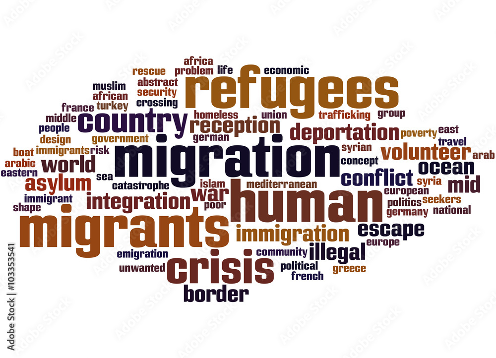 Obraz premium Migrant and Refugee, word cloud concept 2