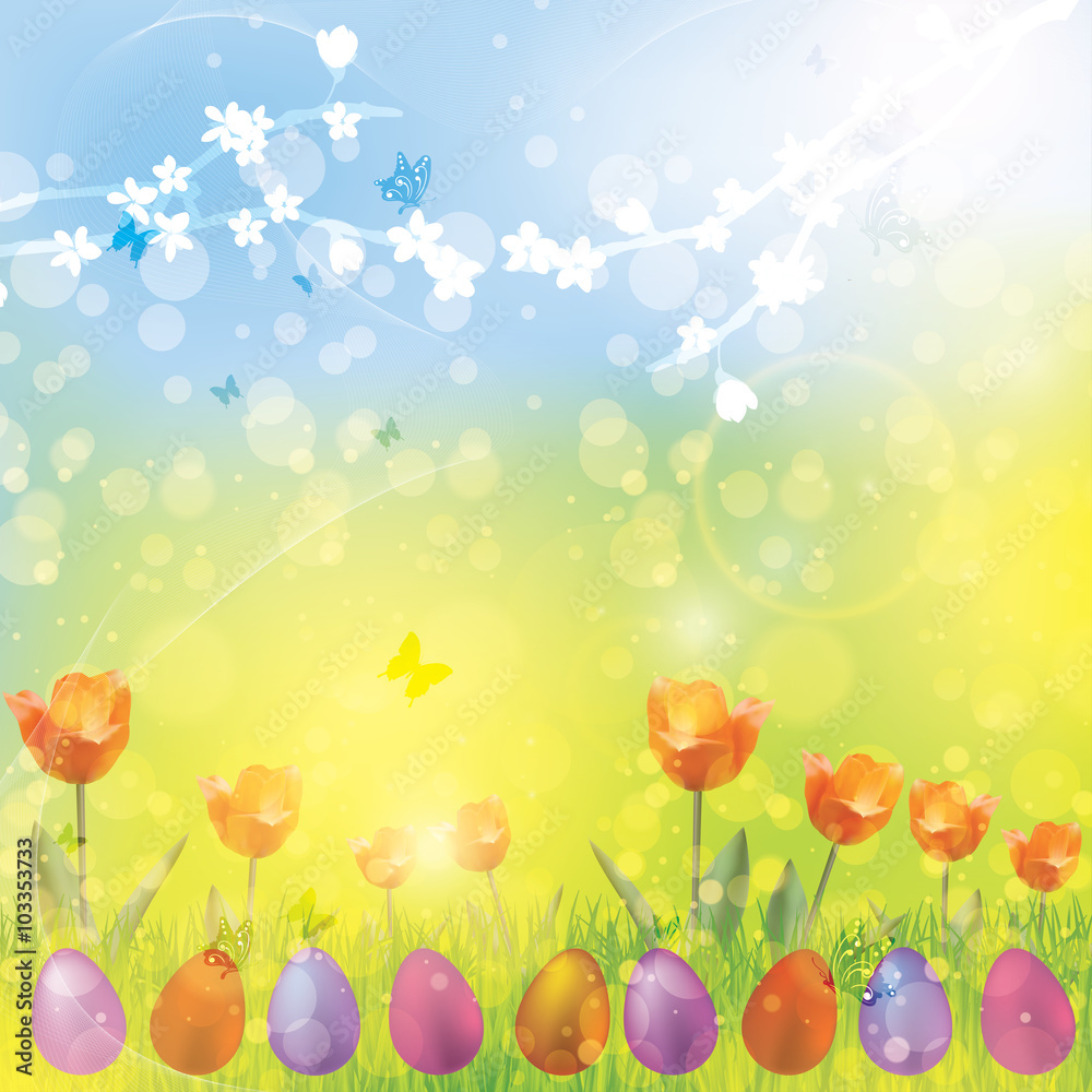 Easter spring colorful vector illustration