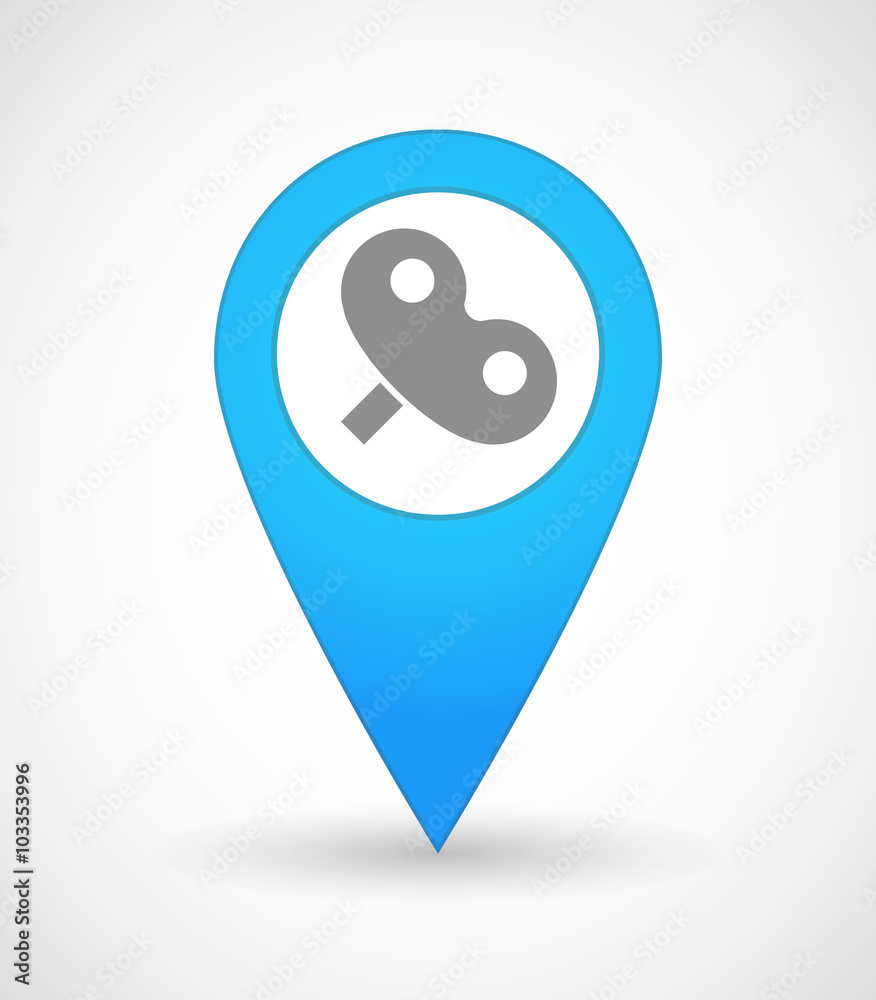 Map mark icon with a toy crank Map mark icon with a toy crank
