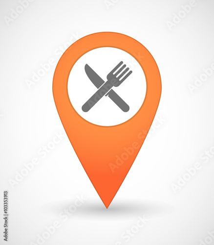 Free Download Map mark icon with a knife and a fork - GFXLoad