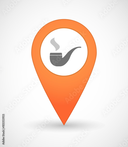 Map mark icon with a smoking pipe