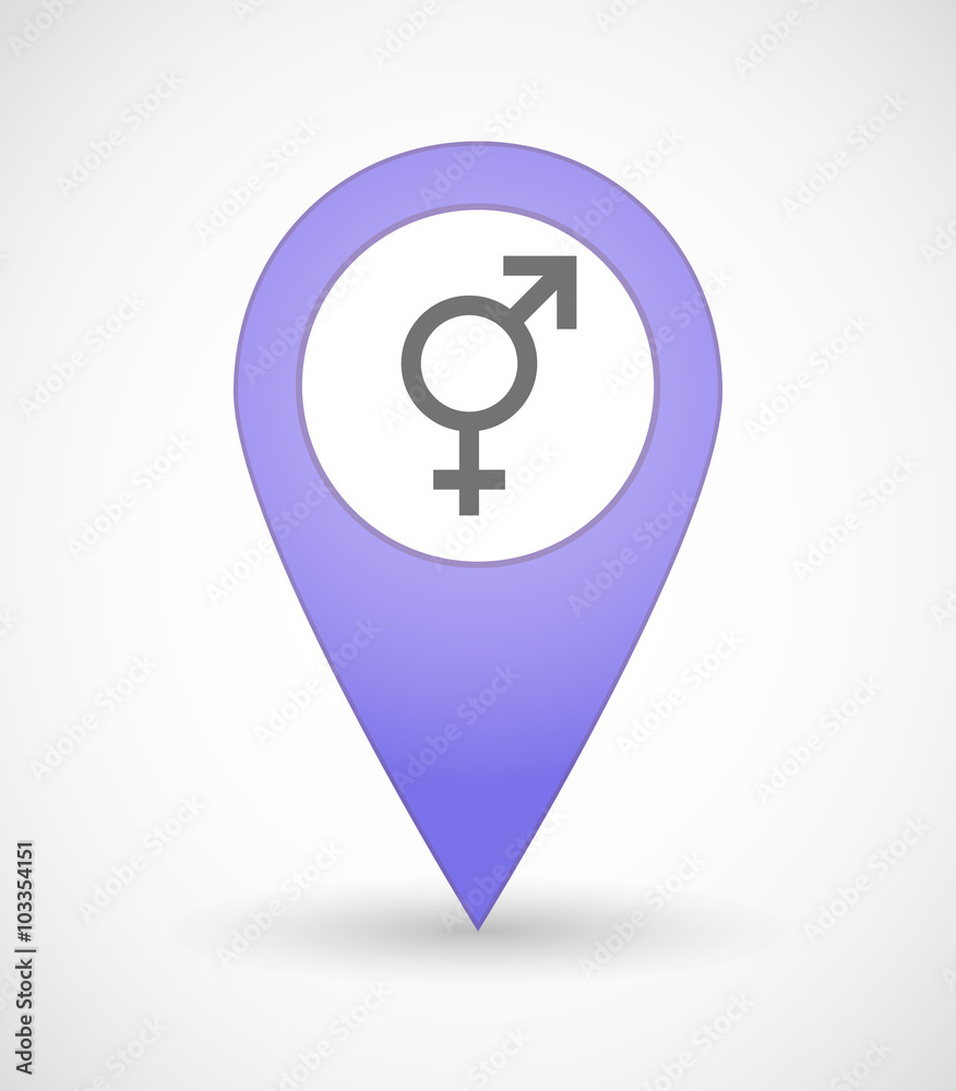 Map mark icon with a bigender symbol Map mark icon with a bigender symbol