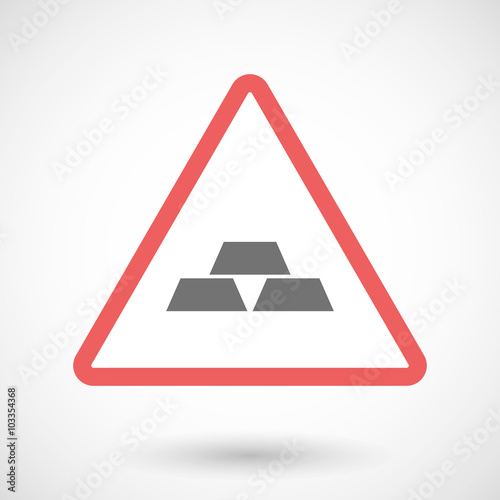 Warning signal icon with three gold bullions