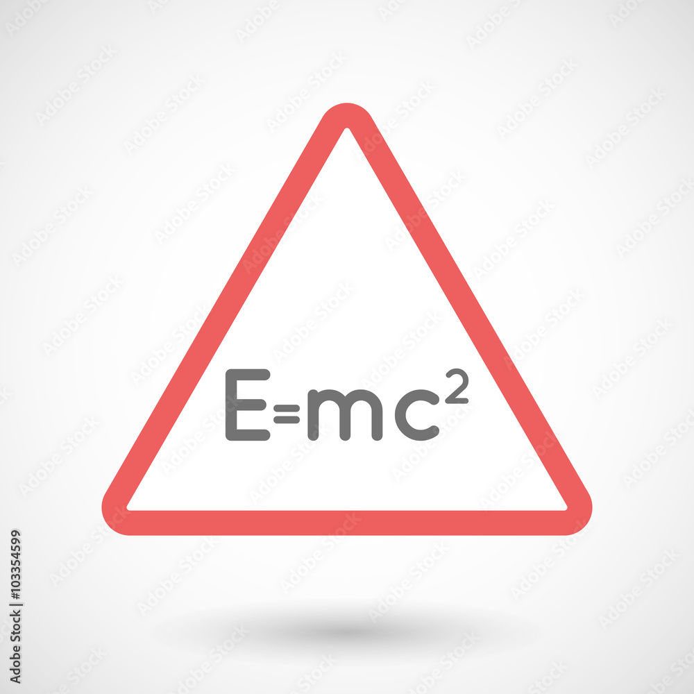 Warning signal icon with the Theory of Relativity formula Warning signal icon with the Theory of Relativity formula