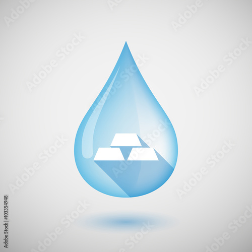 Long shadow water drop icon with three gold bullions