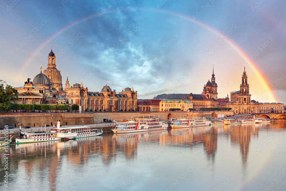 Dresden, Germany skyline with Elbe River