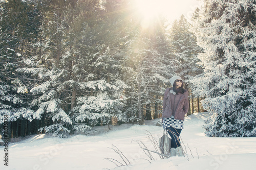Young Woman In The Winter Forest