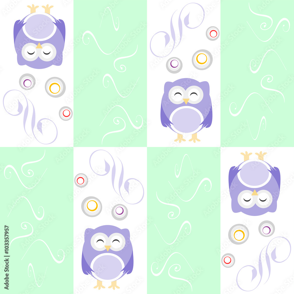 Obraz premium Cute owl seamless background vector background