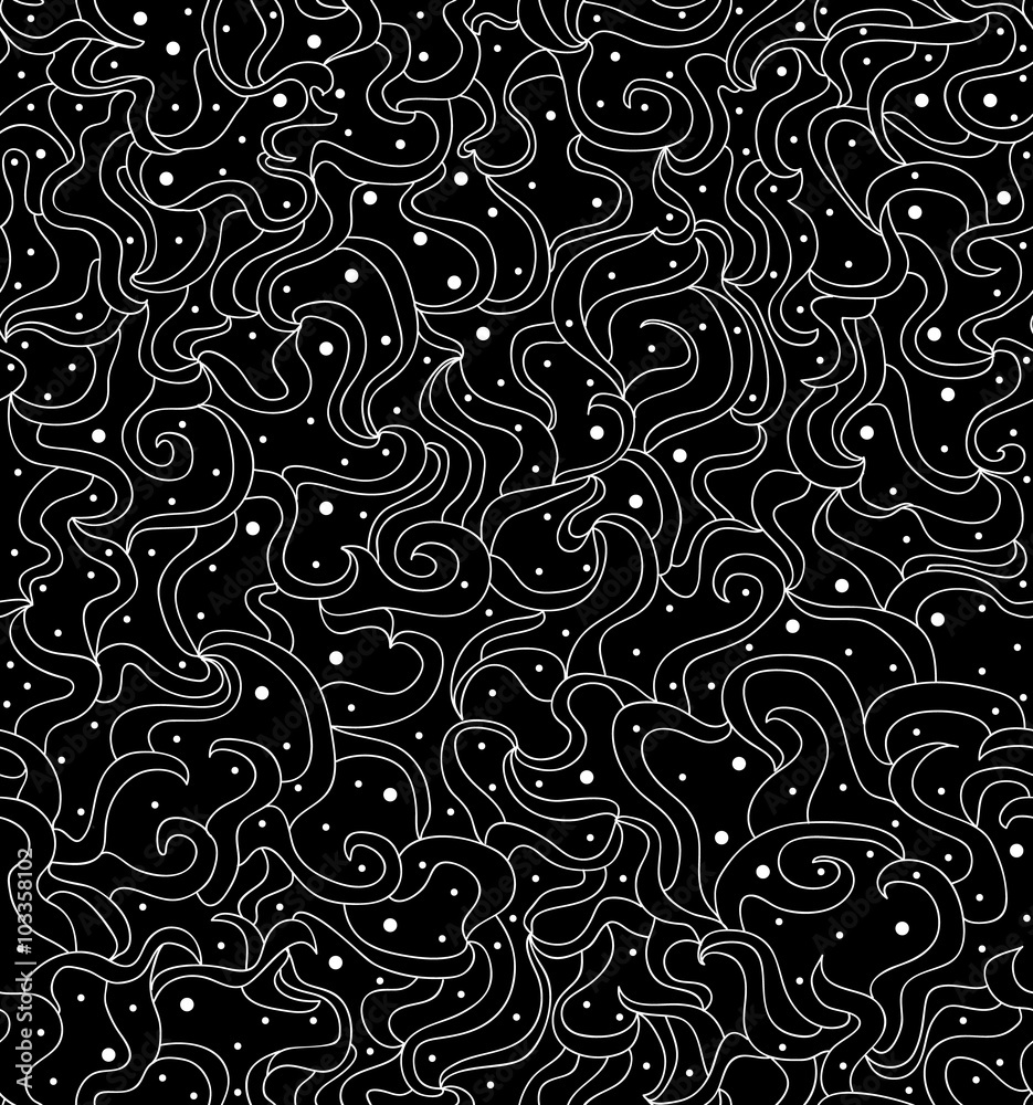 Beautiful spotted seamless pattern with curling lines