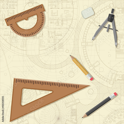 Blueprint with equipment.