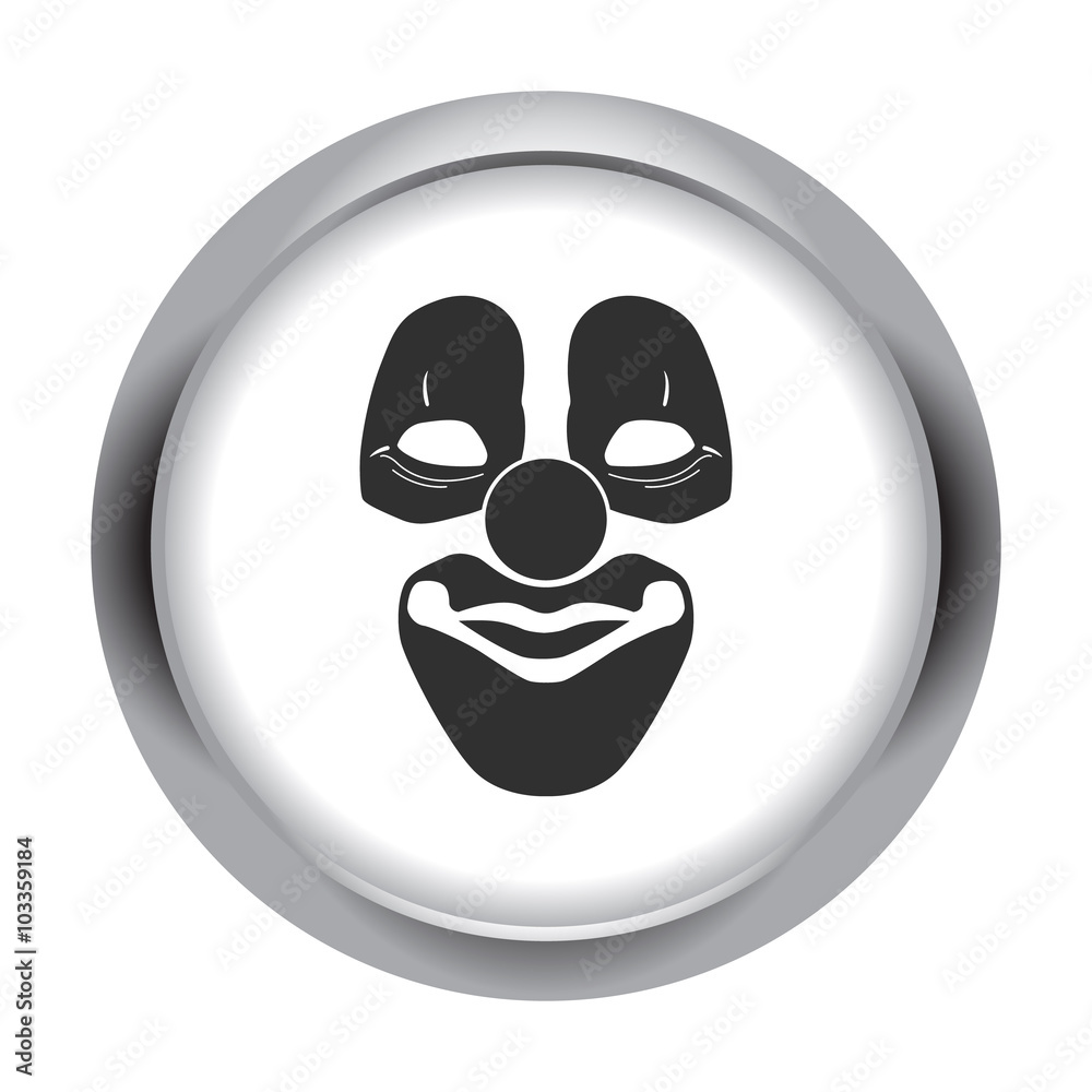 Scary fun clown mask simple icon on colorful background