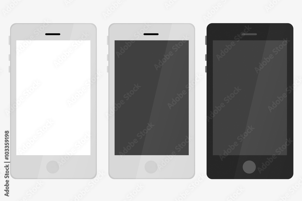 Three smart phone with blank screen isolated Three smart phone with blank screen isolated