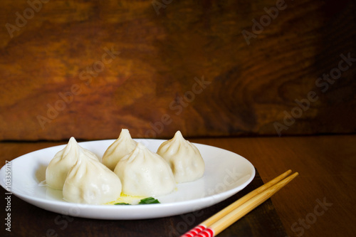Asian steamed dumplings ready to eat