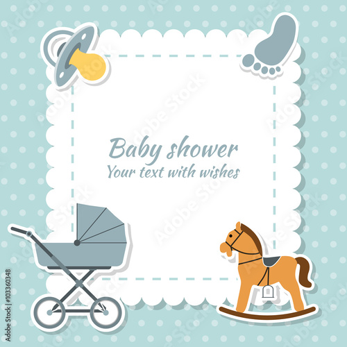 Baby boy greeting card. Baby shower