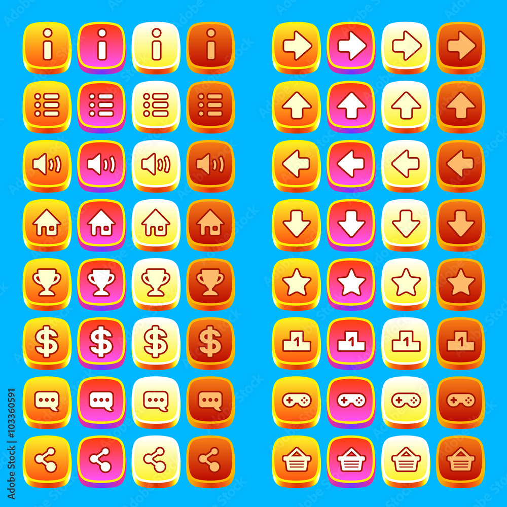 orange game icons buttons icons interface, ui orange game icons buttons icons interface, ui
