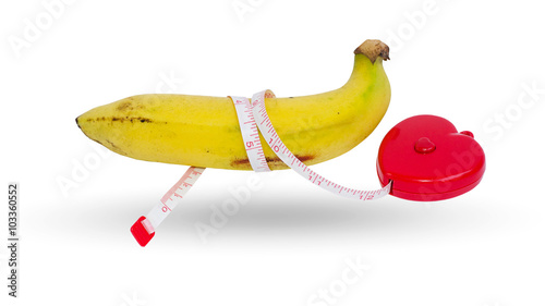 Single Cultivated banana on white background