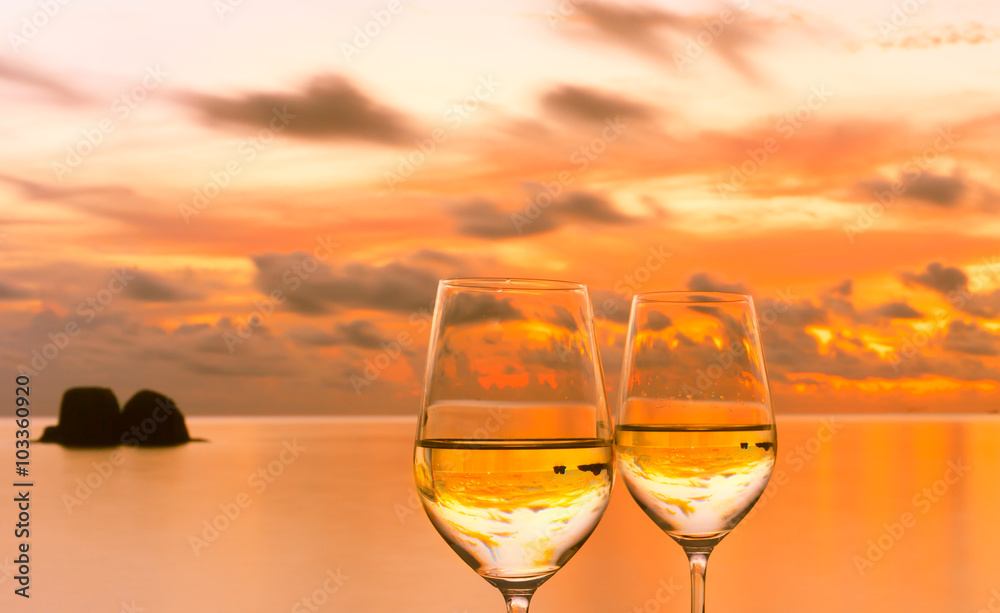 Wine in a romantic setting. 