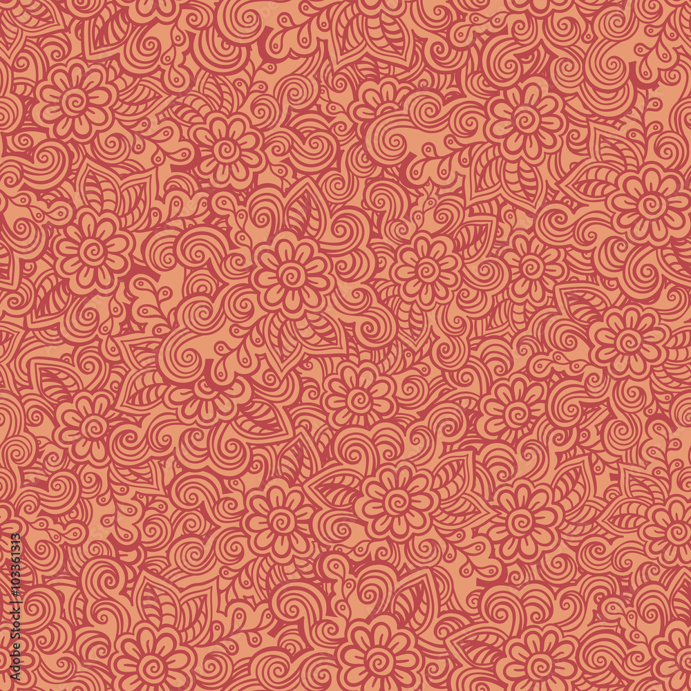 Hand drawn seamless Flower pattern. Doodle style Hand drawn seamless Flower pattern. Doodle style