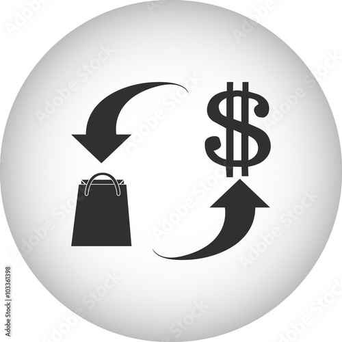 Shopping symbol product money exchange simple icon on colorful background