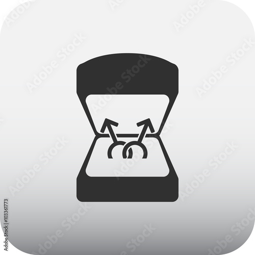 Two male gay in love rings gender symbols simple icon on colorful background
