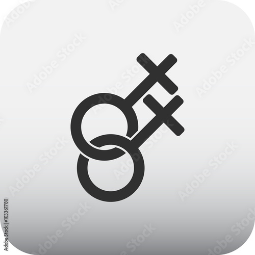 Two female lesbian in love gender symbols simple icon on colorful background