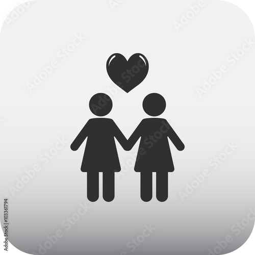 Lesbian family simple icon on colorful background
