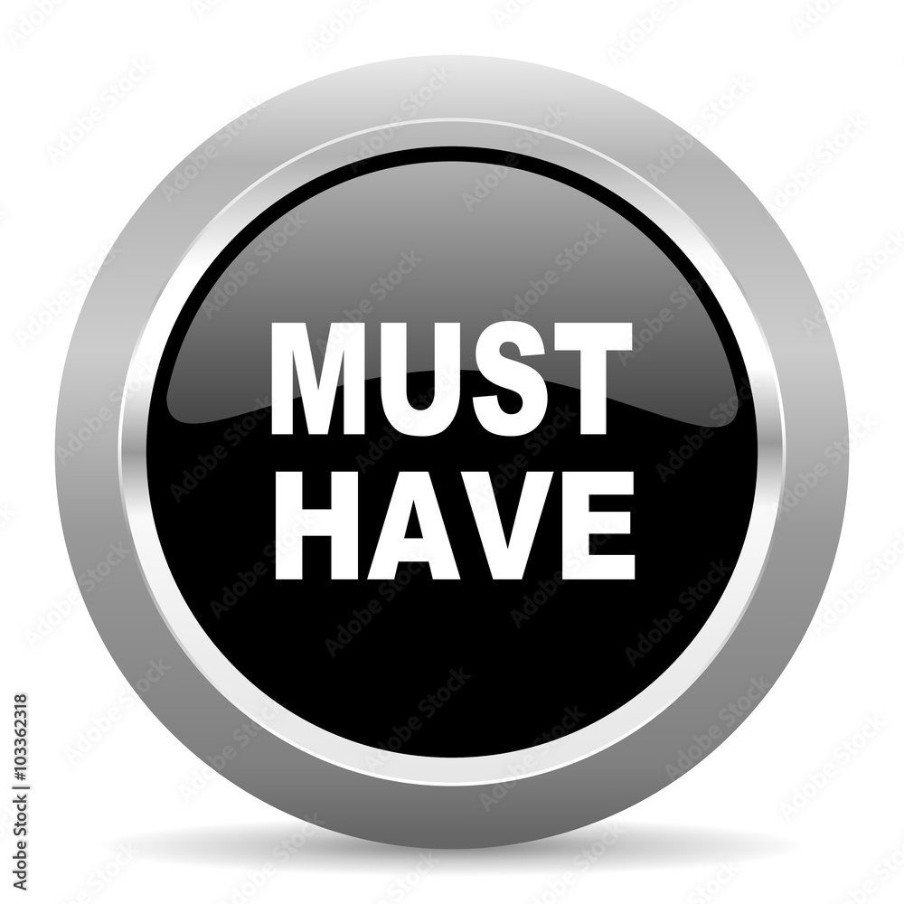 must have black metallic chrome web circle glossy icon must have black metallic chrome web circle glossy icon