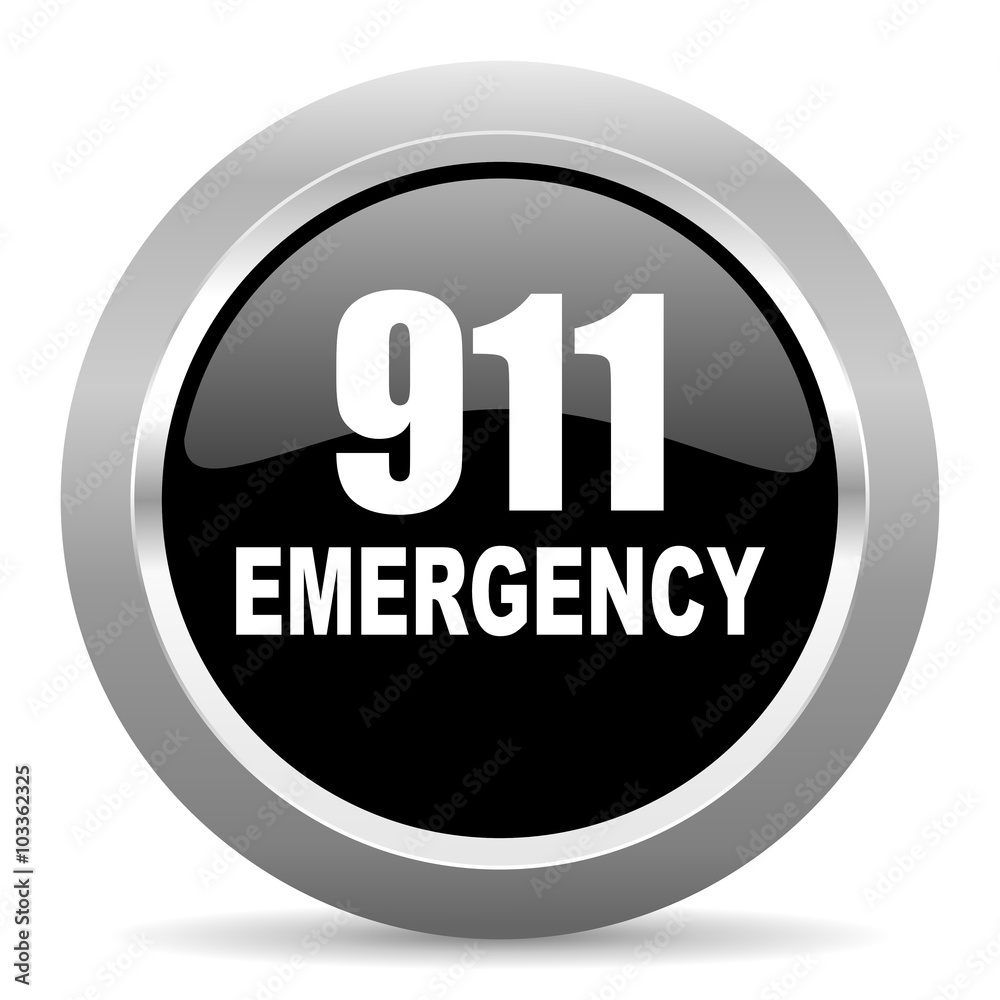 number emergency 911 black metallic chrome web circle glossy icon number emergency 911 black metallic chrome web circle glossy icon