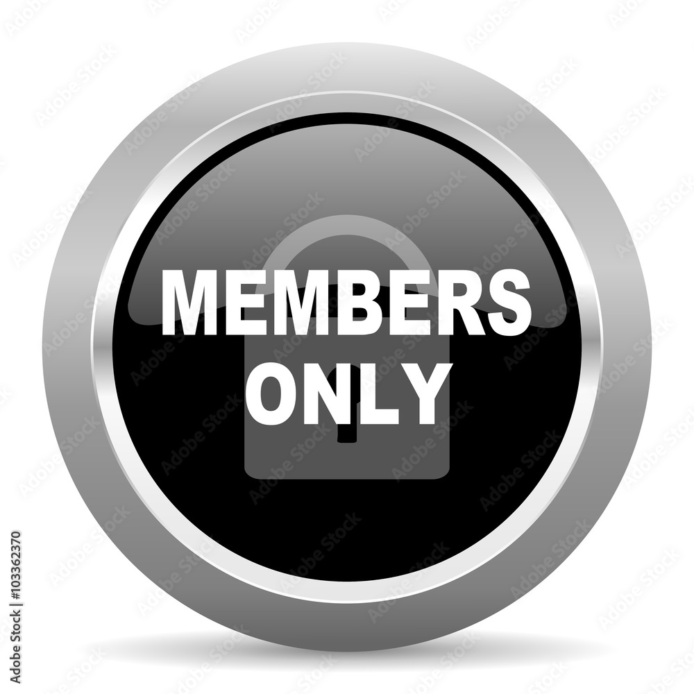 members only black metallic chrome web circle glossy icon members only black metallic chrome web circle glossy icon