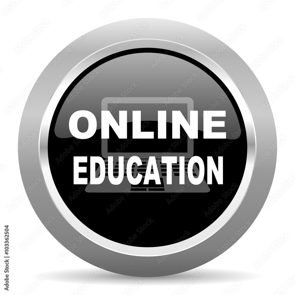 online education black metallic chrome web circle glossy icon online education black metallic chrome web circle glossy icon