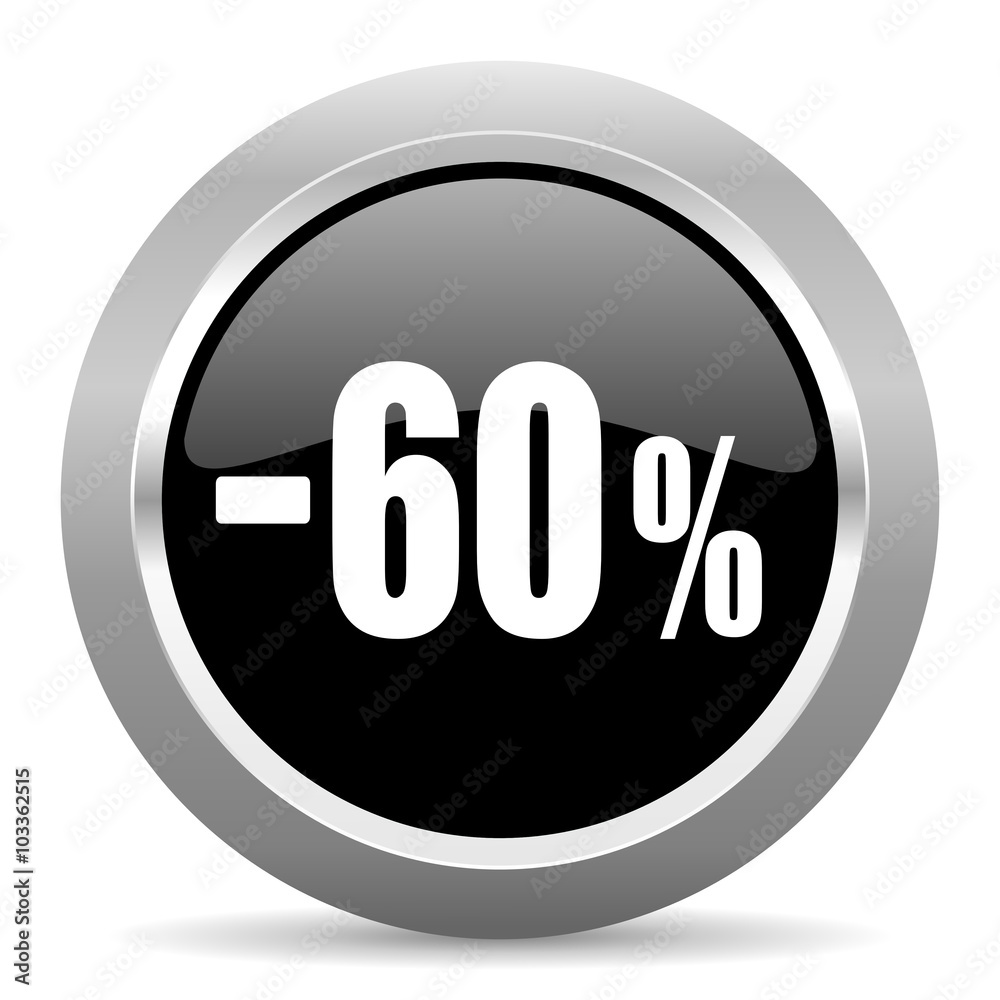 60 percent sale retail black metallic chrome web circle glossy icon 60 percent sale retail black metallic chrome web circle glossy icon