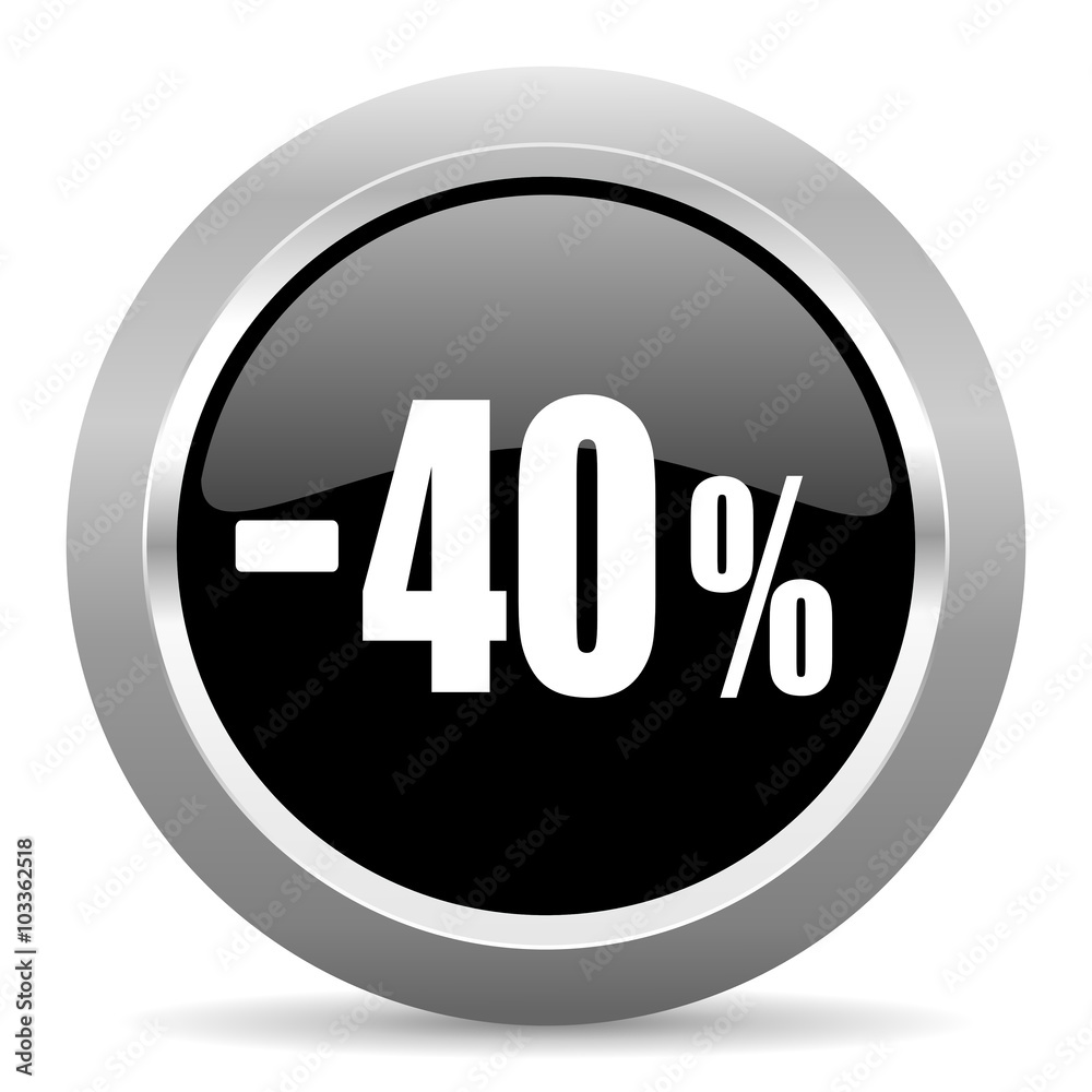 40 percent sale retail black metallic chrome web circle glossy icon 40 percent sale retail black metallic chrome web circle glossy icon
