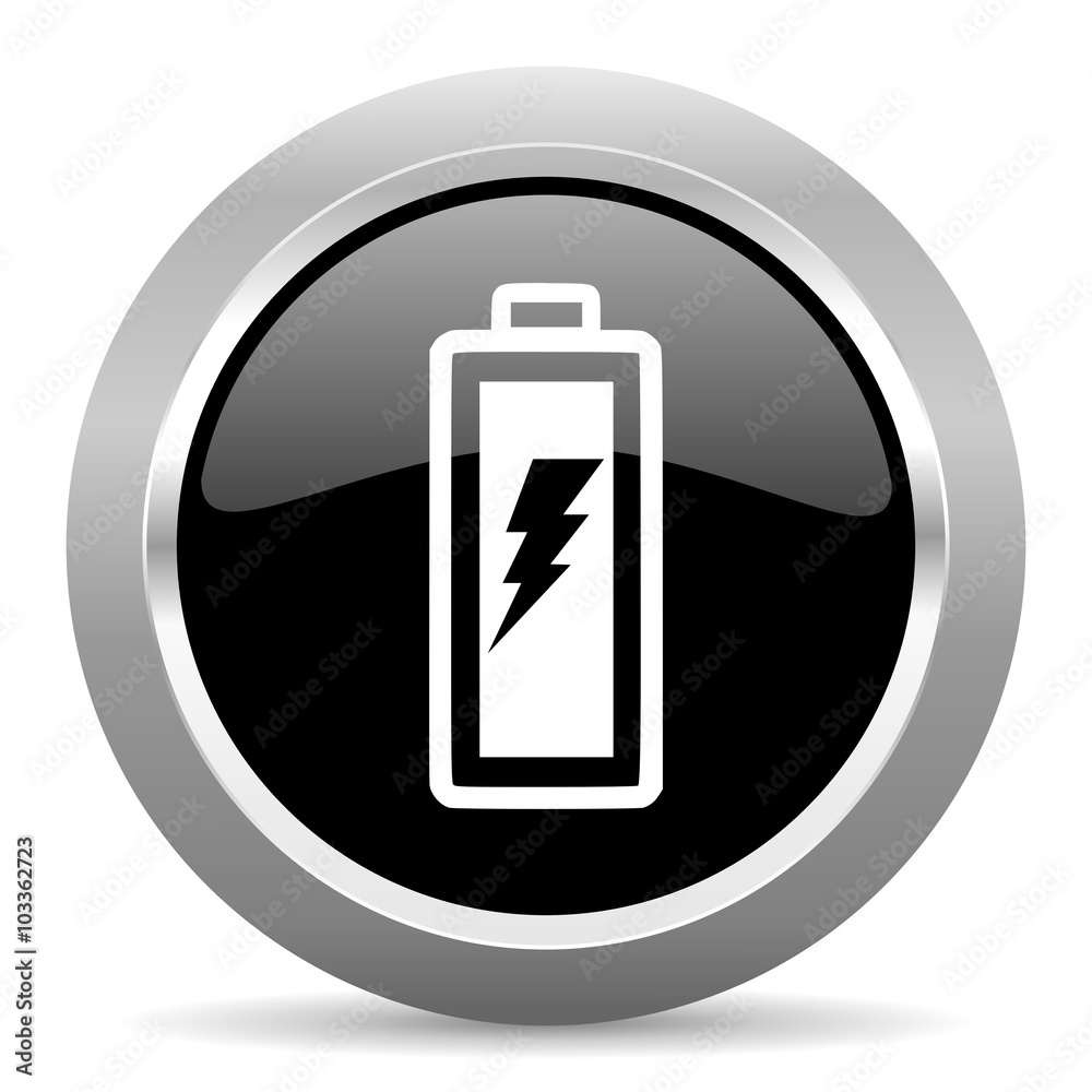 battery black metallic chrome web circle glossy icon battery black metallic chrome web circle glossy icon