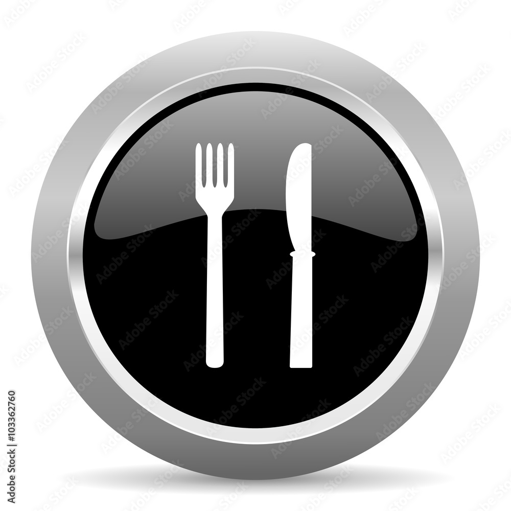 eat black metallic chrome web circle glossy icon eat black metallic chrome web circle glossy icon