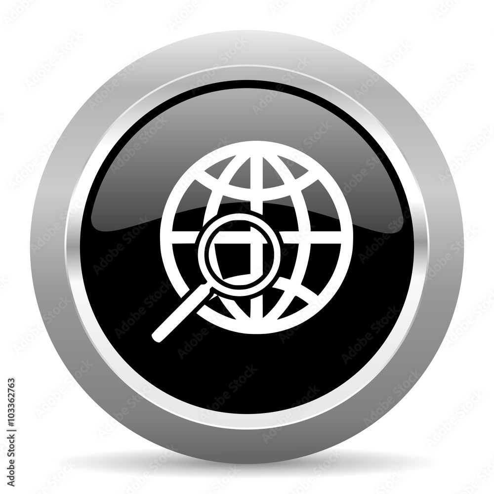 search black metallic chrome web circle glossy icon search black metallic chrome web circle glossy icon