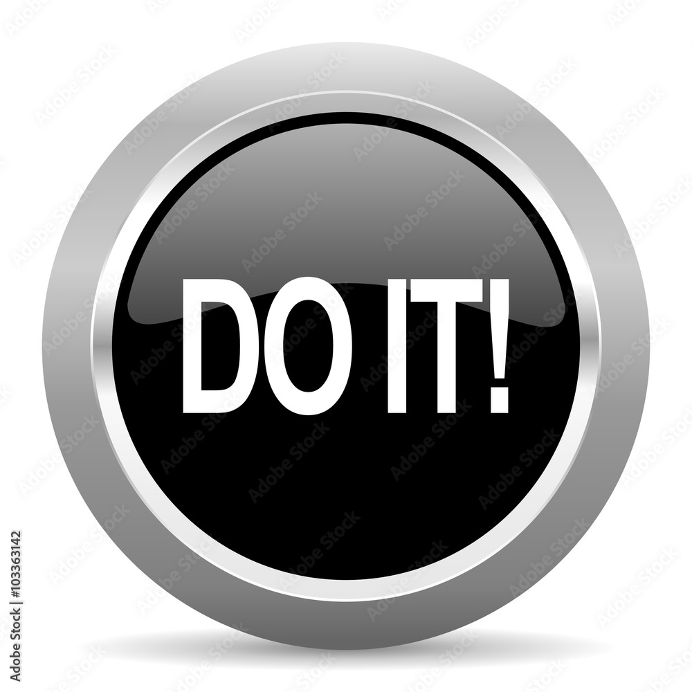 do it black metallic chrome web circle glossy icon do it black metallic chrome web circle glossy icon
