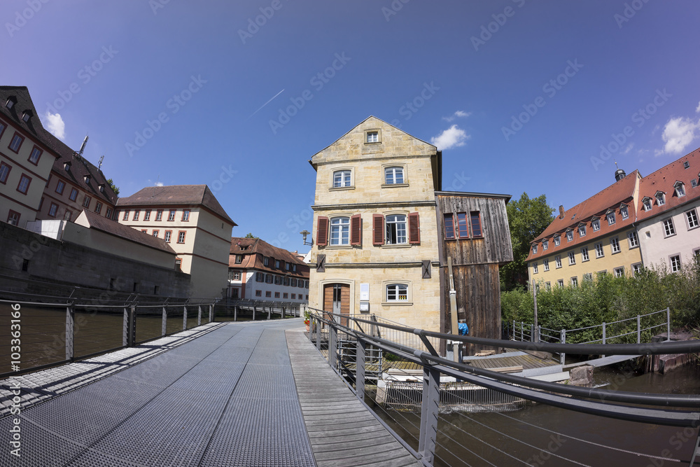 Street view of a old historic town Bamberg in Bavaria, Germany.