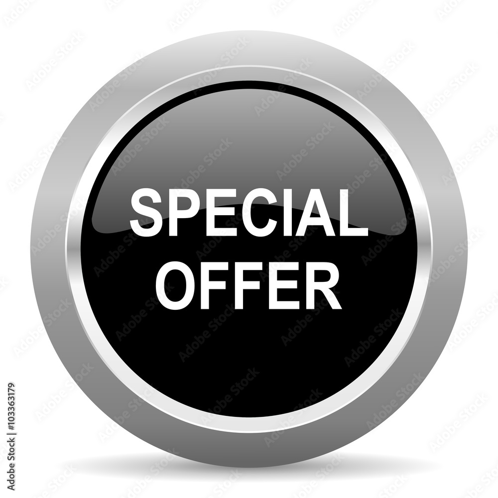 special offer black metallic chrome web circle glossy icon special offer black metallic chrome web circle glossy icon