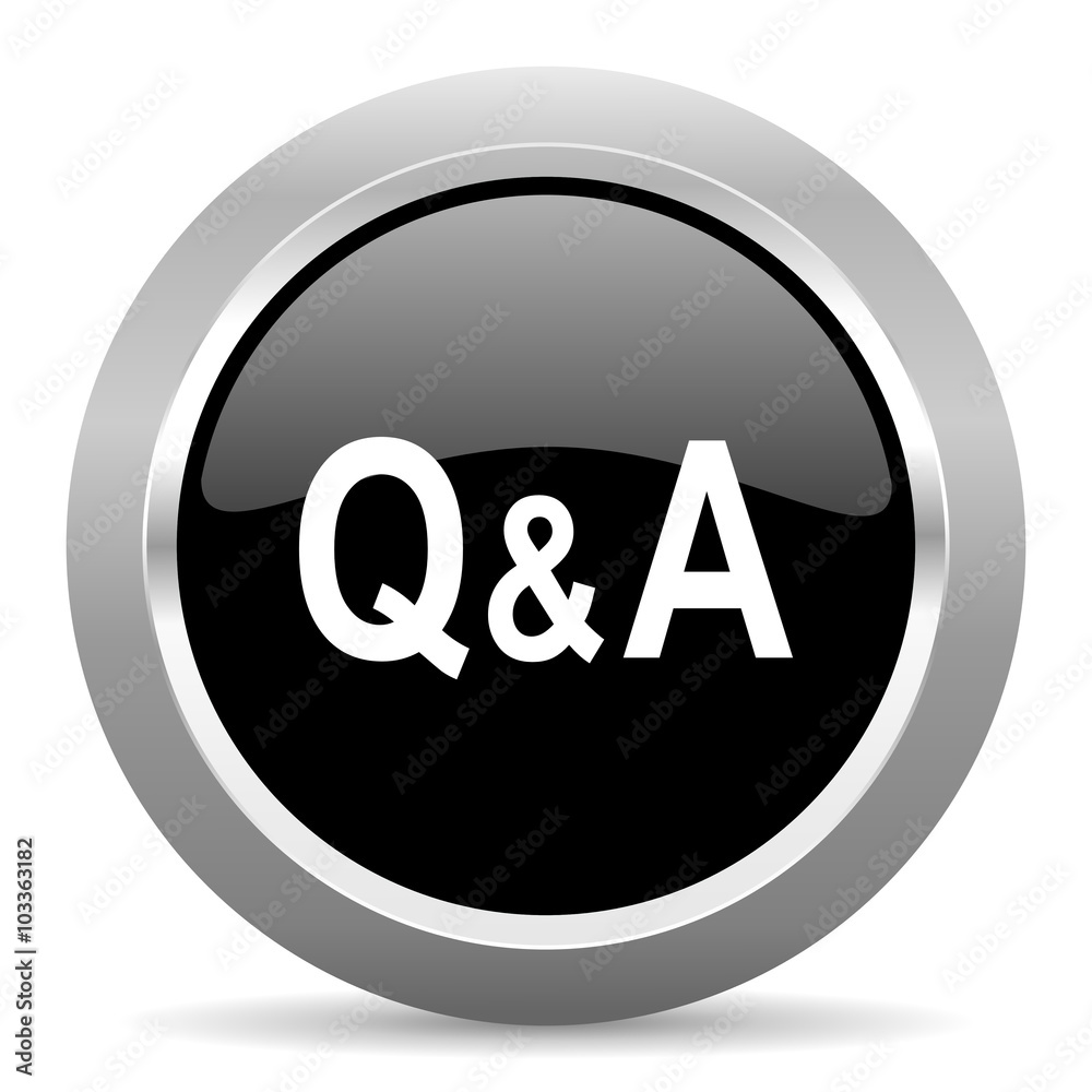 question answer black metallic chrome web circle glossy icon question answer black metallic chrome web circle glossy icon