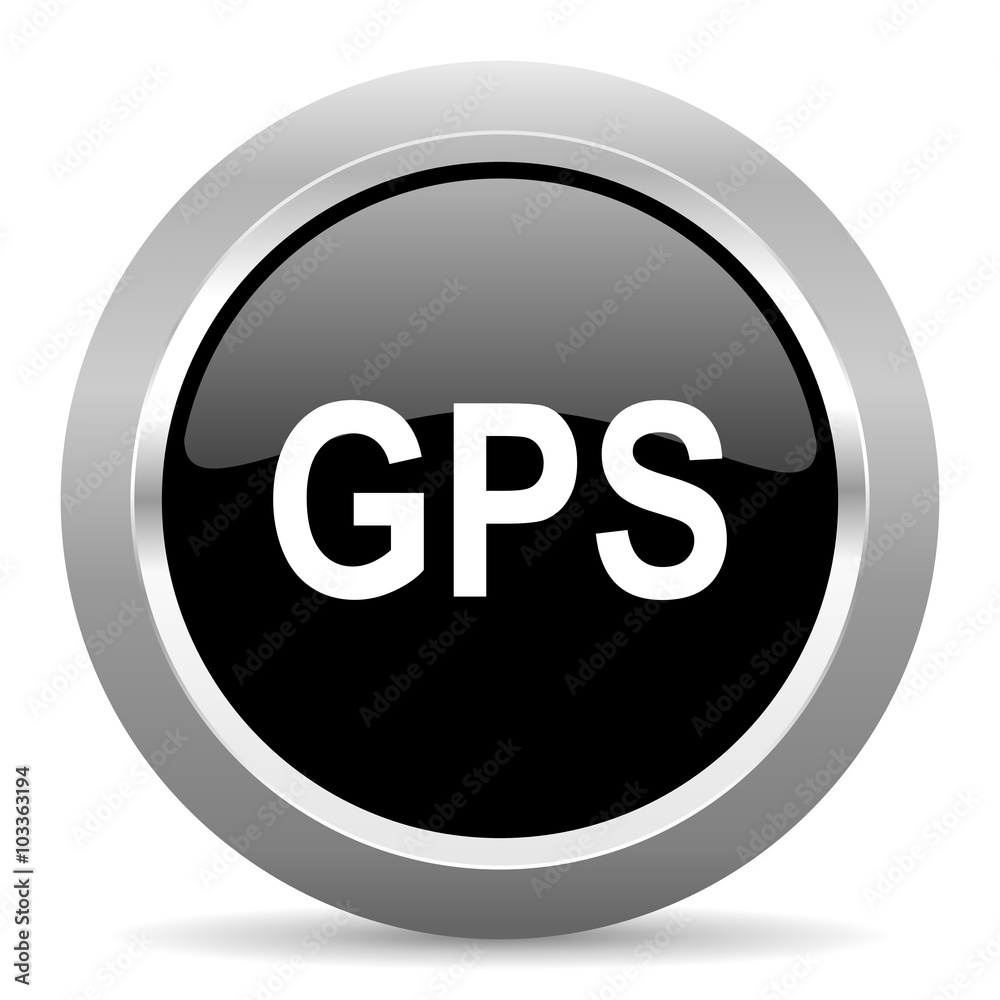 gps black metallic chrome web circle glossy icon gps black metallic chrome web circle glossy icon