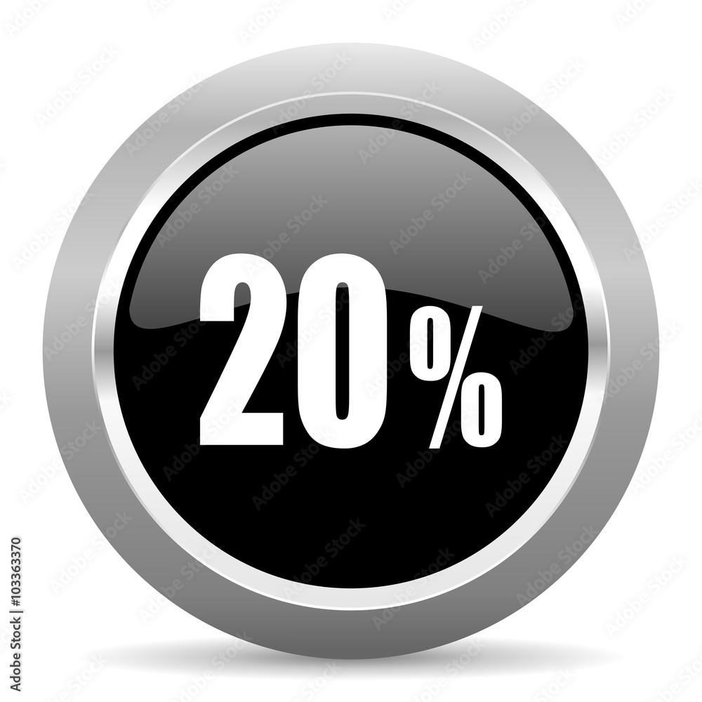 20 percent black metallic chrome web circle glossy icon 20 percent black metallic chrome web circle glossy icon