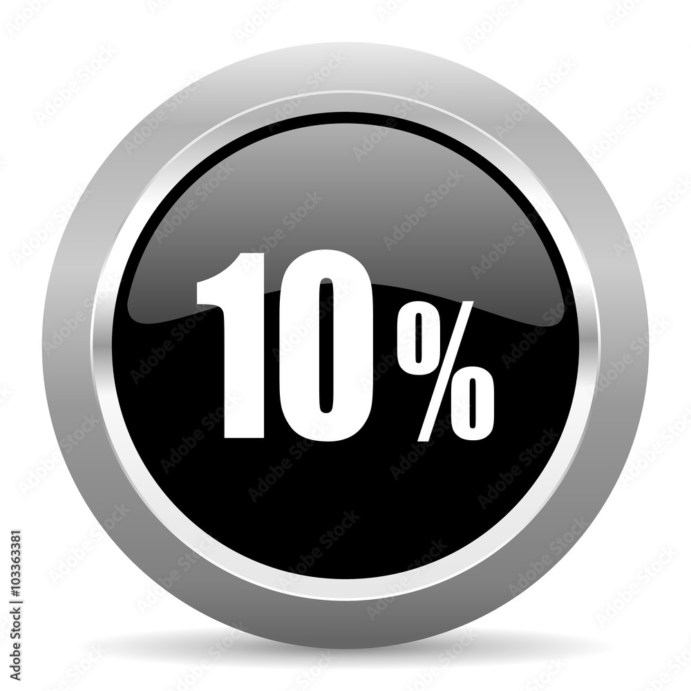10 percent black metallic chrome web circle glossy icon 10 percent black metallic chrome web circle glossy icon