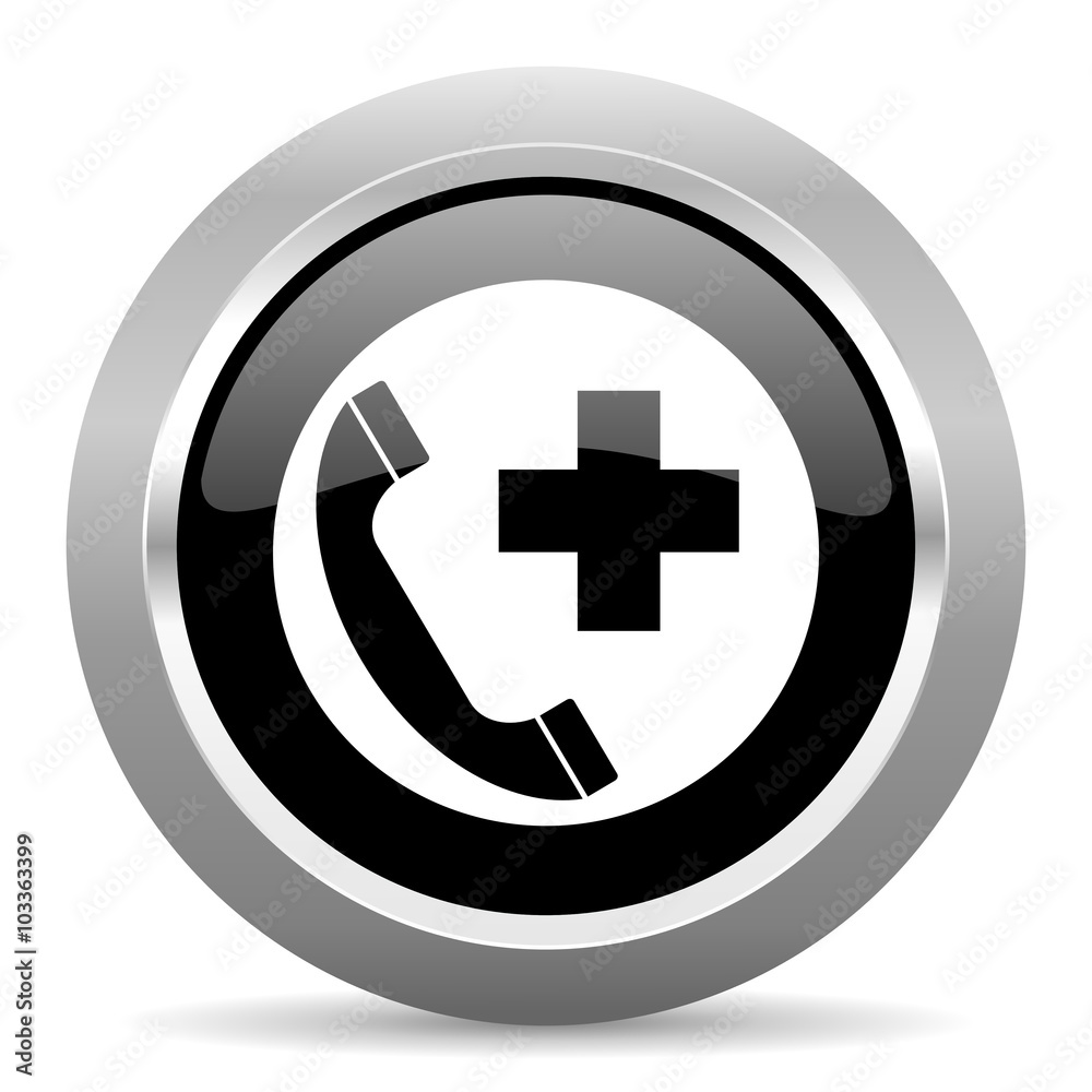 emergency call black metallic chrome web circle glossy icon emergency call black metallic chrome web circle glossy icon