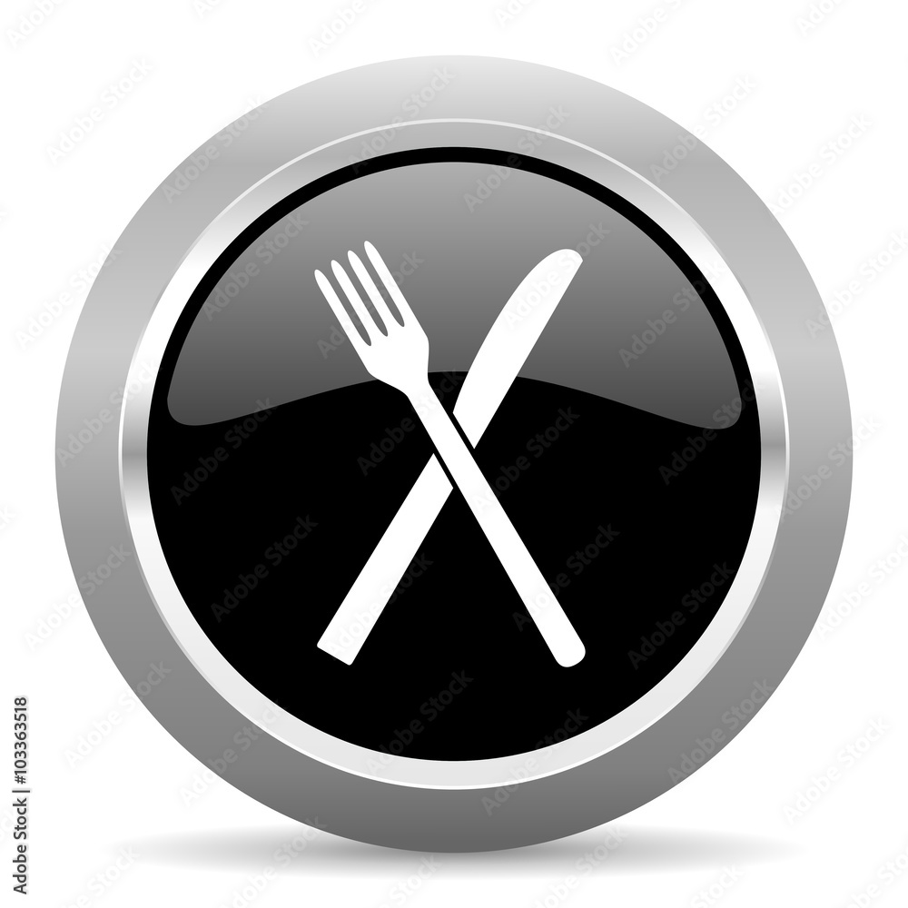 restaurant black metallic chrome web circle glossy icon restaurant black metallic chrome web circle glossy icon