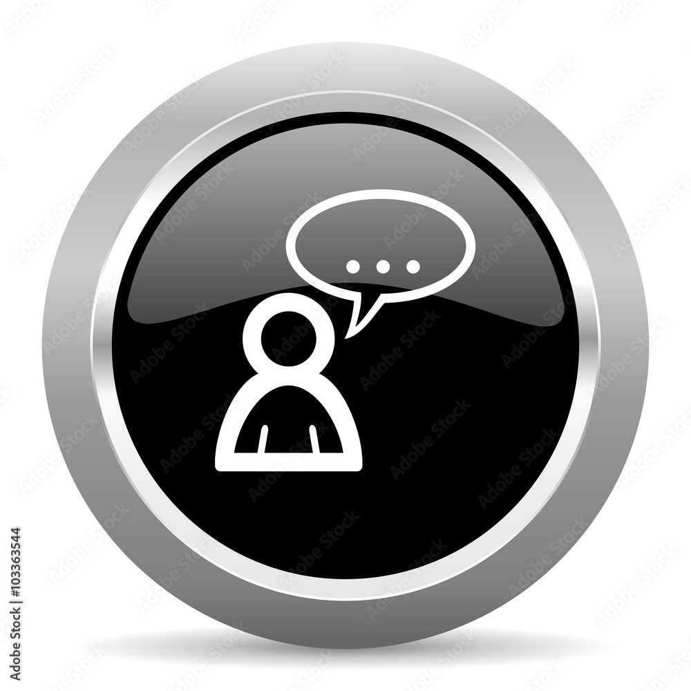 forum black metallic chrome web circle glossy icon forum black metallic chrome web circle glossy icon