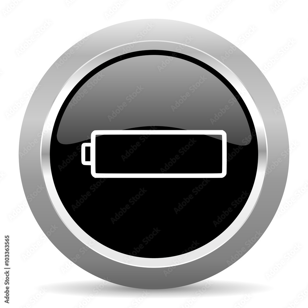 battery black metallic chrome web circle glossy icon battery black metallic chrome web circle glossy icon