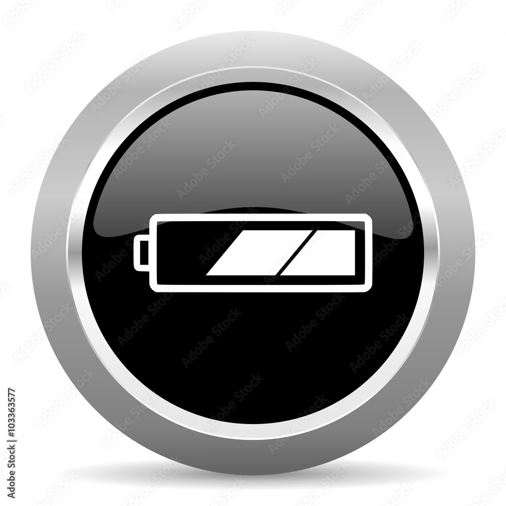 battery black metallic chrome web circle glossy icon battery black metallic chrome web circle glossy icon